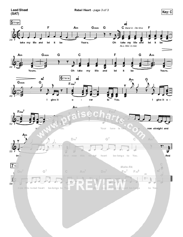 Rebel Heart Lead Sheet (SAT) (Lauren Daigle)