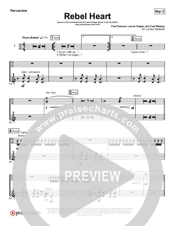 Rebel Heart Percussion (Lauren Daigle)