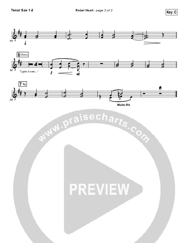 Rebel Heart Tenor Sax 1/2 (Lauren Daigle)