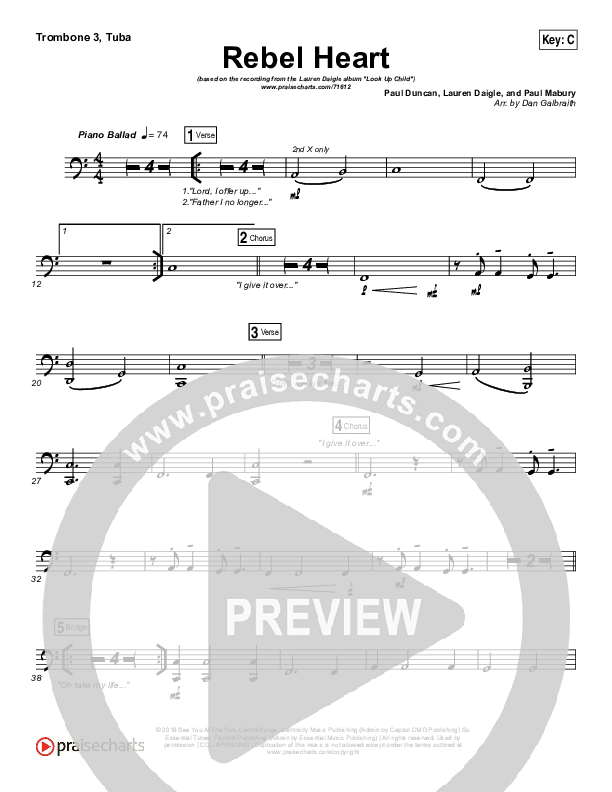 Rebel Heart Trombone 3/Tuba (Lauren Daigle)