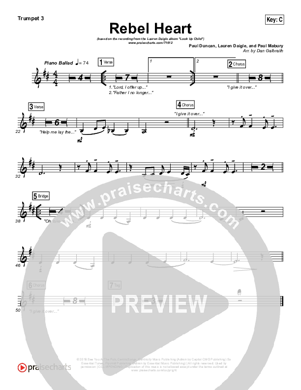 Rebel Heart Trumpet 3 (Lauren Daigle)