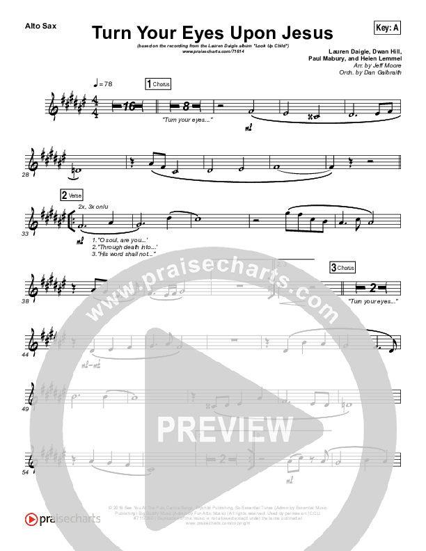 Turn Your Eyes Upon Jesus Alto Sax (Lauren Daigle)