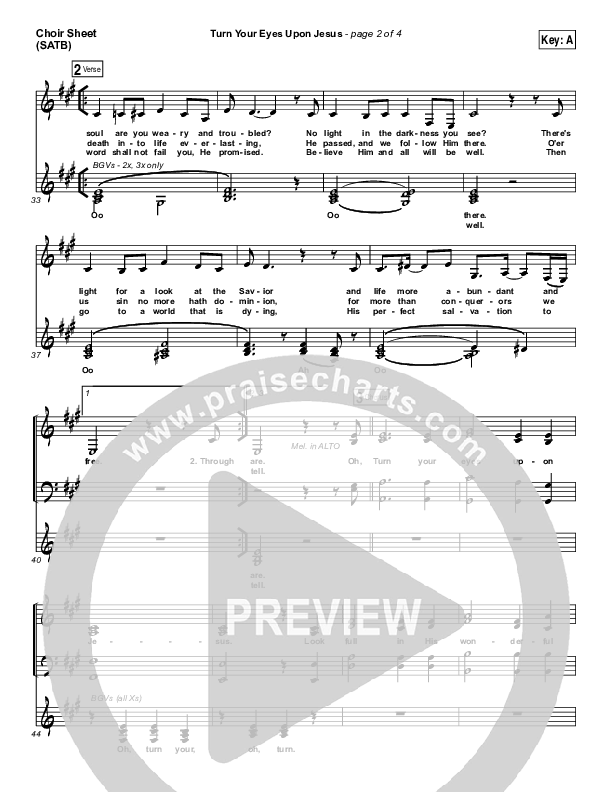 Turn Your Eyes Upon Jesus Choir Sheet (SATB) (Lauren Daigle)