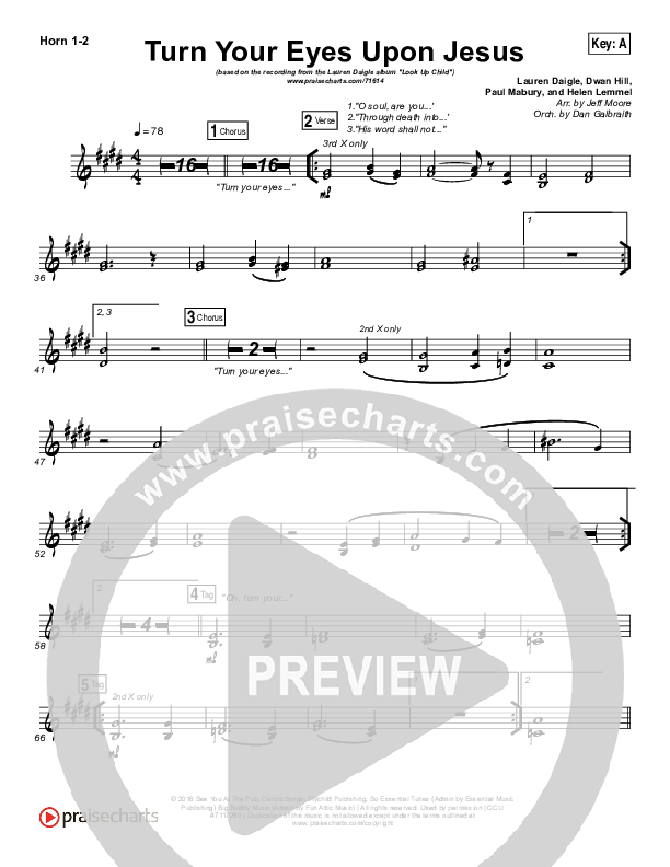 Turn Your Eyes Upon Jesus French Horn 1/2 (Lauren Daigle)