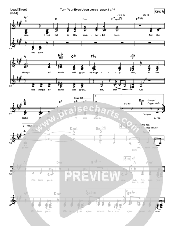 Turn Your Eyes Upon Jesus Lead Sheet (SAT) (Lauren Daigle)