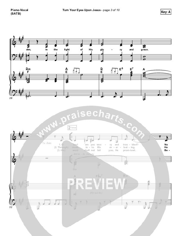Turn Your Eyes Upon Jesus Piano/Vocal (SATB) (Lauren Daigle)