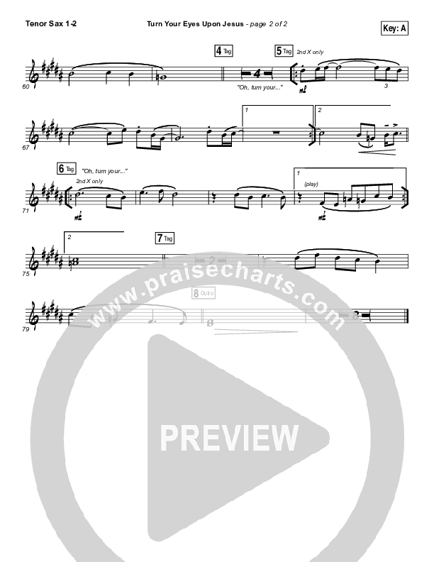 Turn Your Eyes Upon Jesus Tenor Sax 1/2 (Lauren Daigle)
