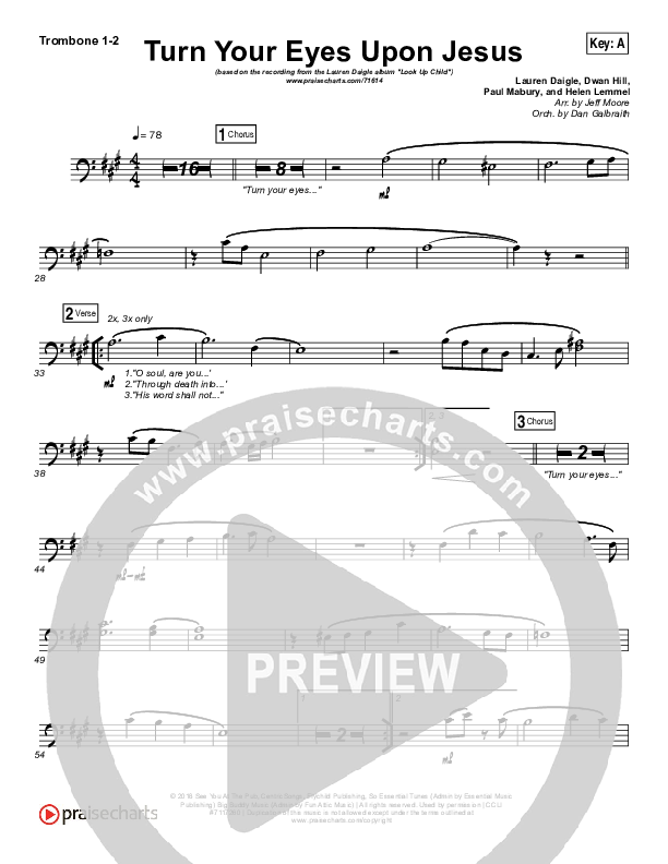 Turn Your Eyes Upon Jesus Trombone 1/2 (Lauren Daigle)