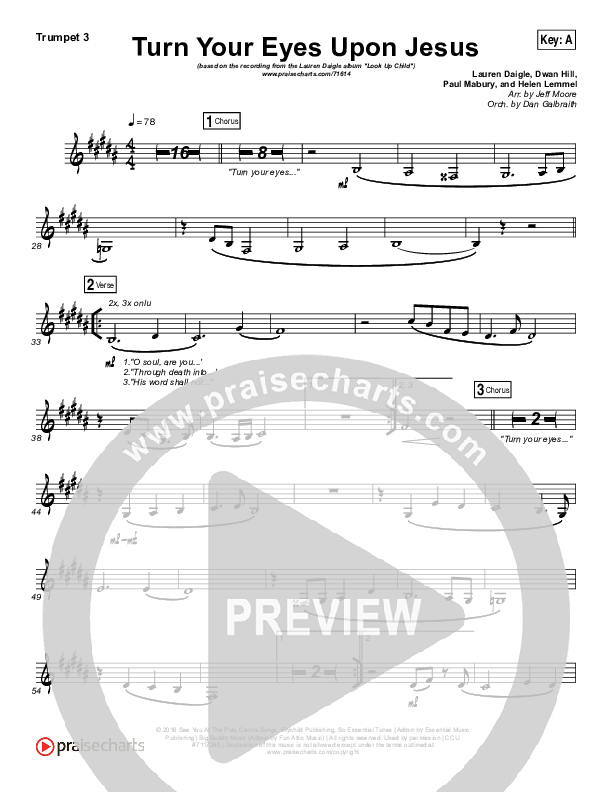 Turn Your Eyes Upon Jesus Trumpet 3 (Lauren Daigle)