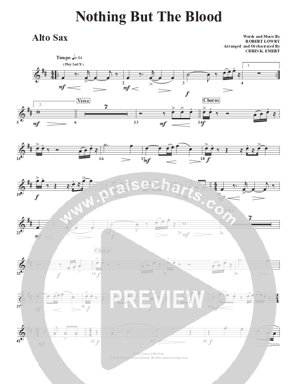 Nothing But The Blood Alto Sax (Chris Emert)