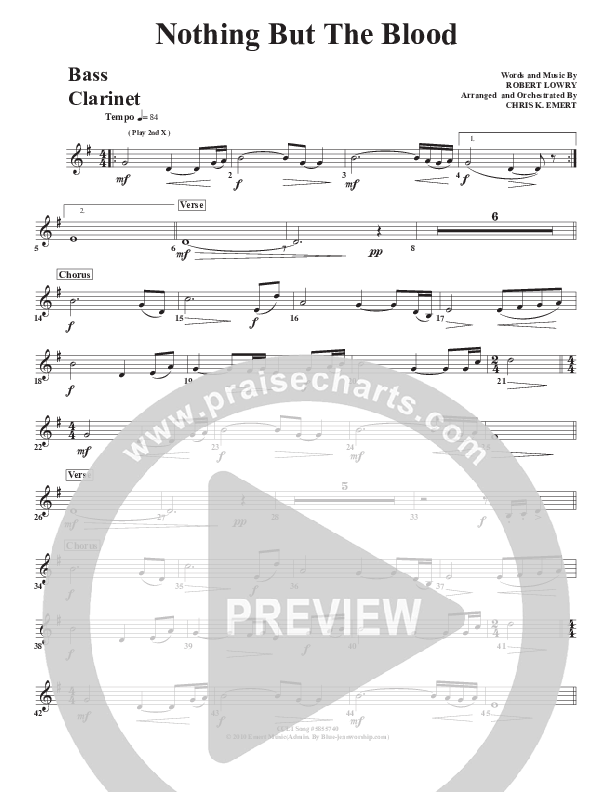 Nothing But The Blood Bass Clarinet (Chris Emert)