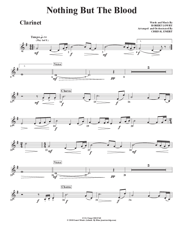 Nothing But The Blood Clarinet (Chris Emert)