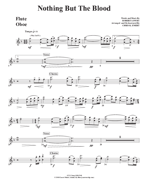 Nothing But The Blood Flute/Oboe (Chris Emert)