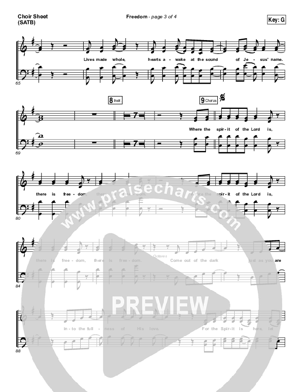 Freedom Choir Sheet (SATB) (Jesus Culture / Kim Walker-Smith)