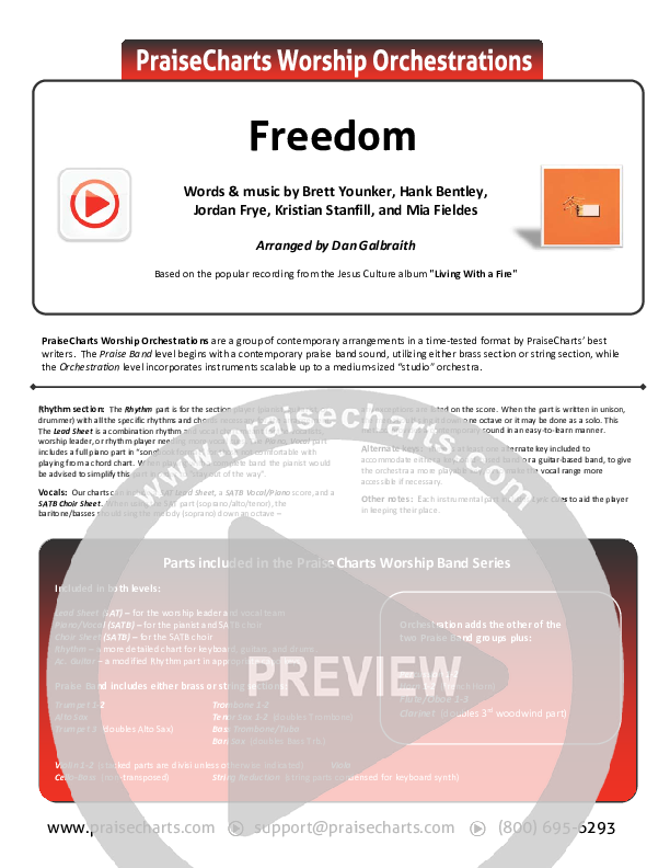 Freedom Cover Sheet (Jesus Culture / Kim Walker-Smith)