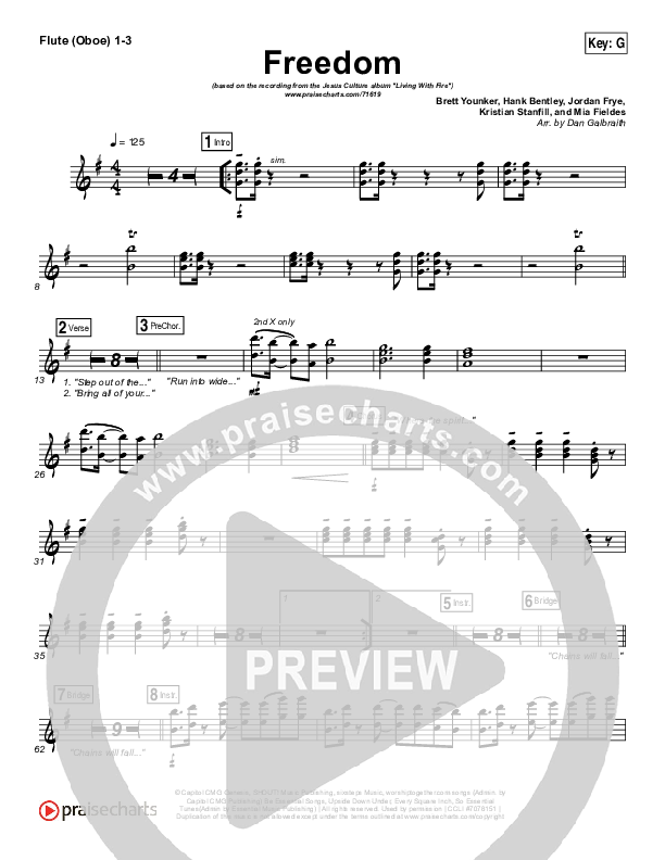 Freedom Flute/Oboe 1/2/3 (Jesus Culture / Kim Walker-Smith)
