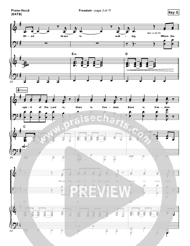 Freedom Piano/Vocal (SATB) (Jesus Culture / Kim Walker-Smith)