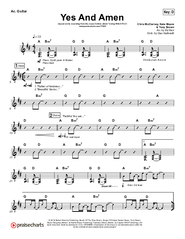 Yes And Amen Acoustic Guitar (Jesus Culture / Chris McClarney)