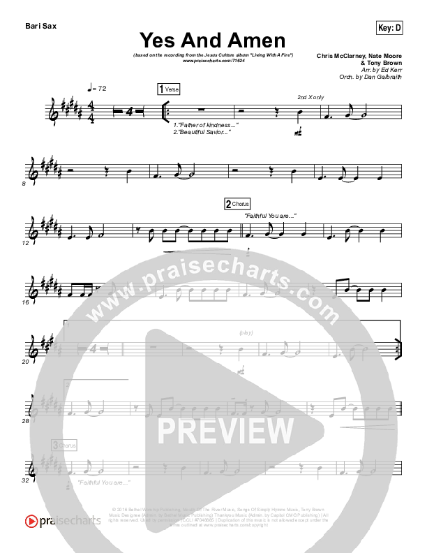 Yes And Amen Bari Sax (Jesus Culture / Chris McClarney)