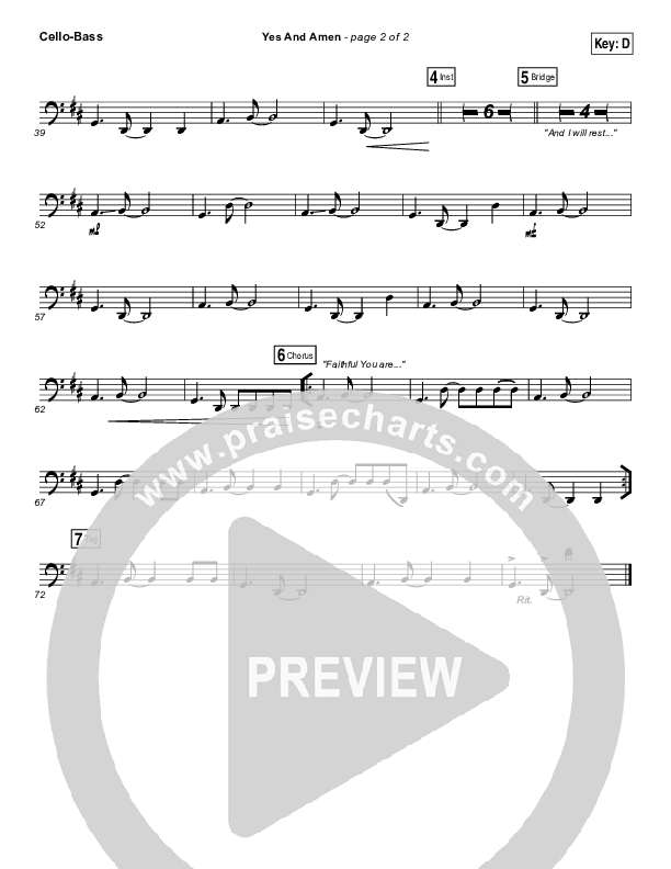 Yes And Amen Cello/Bass (Jesus Culture / Chris McClarney)