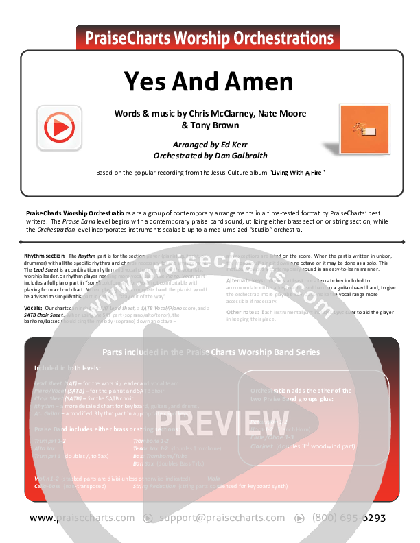 Yes And Amen Cover Sheet (Jesus Culture / Chris McClarney)