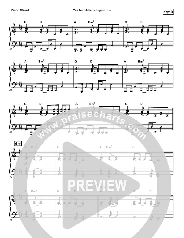 Yes And Amen Piano Sheet (Jesus Culture / Chris McClarney)