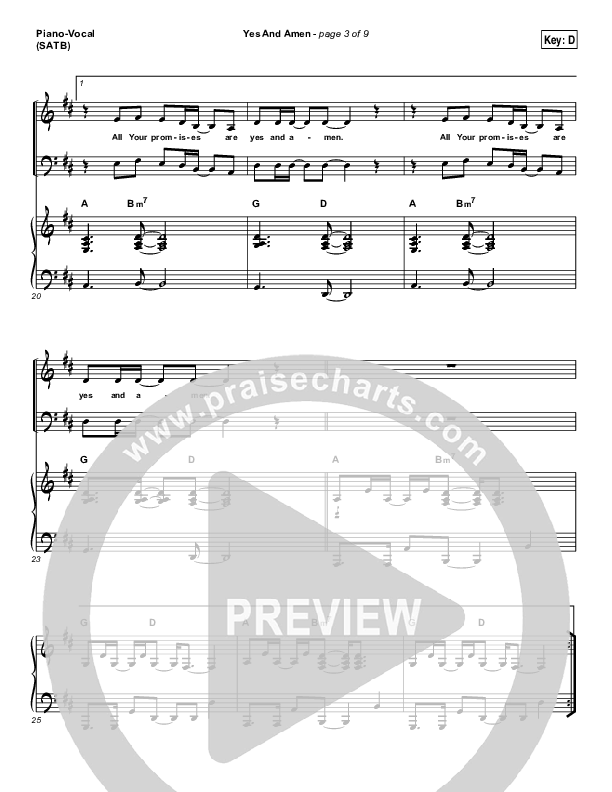 Yes And Amen Piano/Vocal (SATB) (Jesus Culture / Chris McClarney)