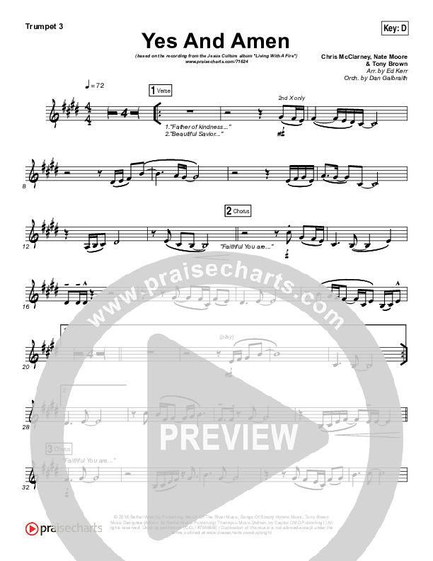 Yes And Amen Trumpet 3 (Jesus Culture / Chris McClarney)