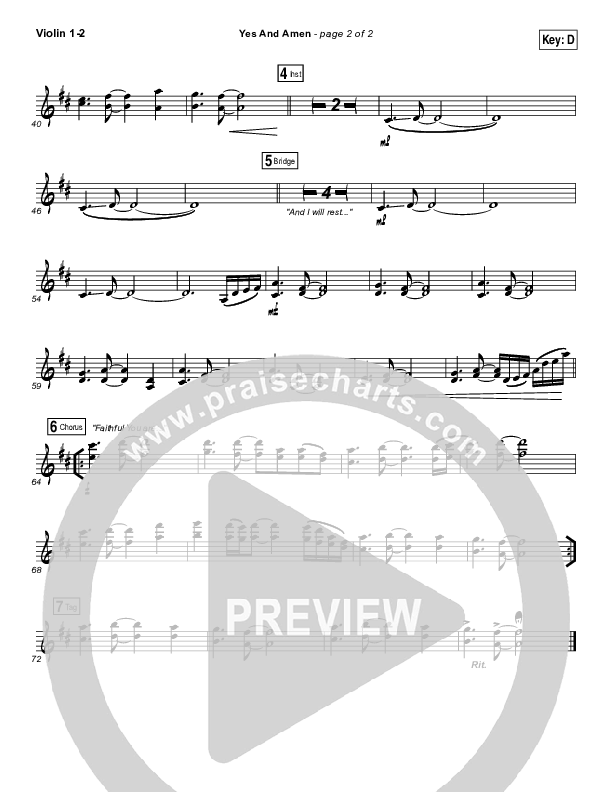 Yes And Amen Violin 1/2 (Jesus Culture / Chris McClarney)