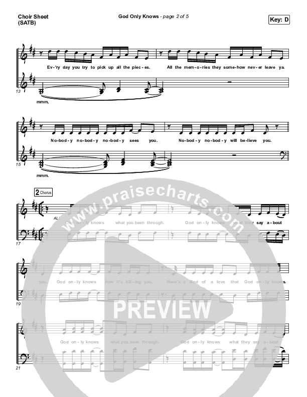 God Only Knows Choir Sheet (SATB) (for KING & COUNTRY)