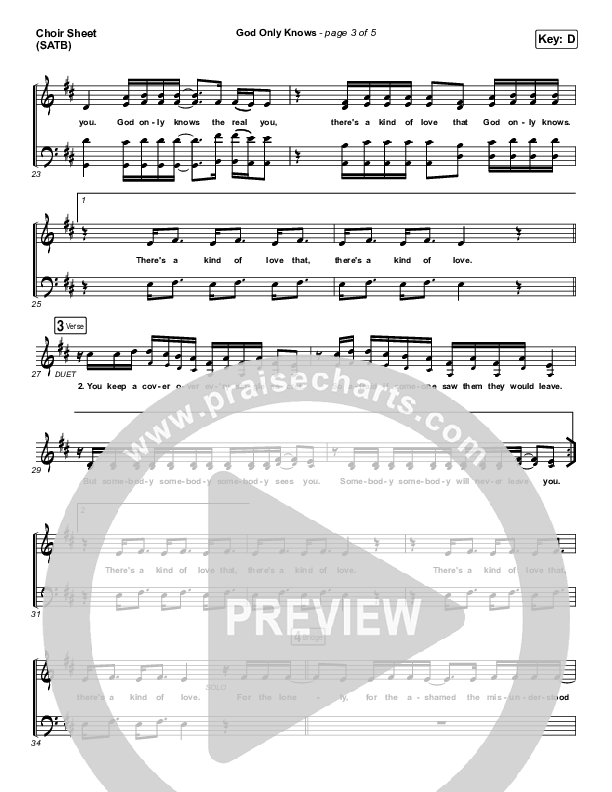God Only Knows Choir Sheet (SATB) (for KING & COUNTRY)