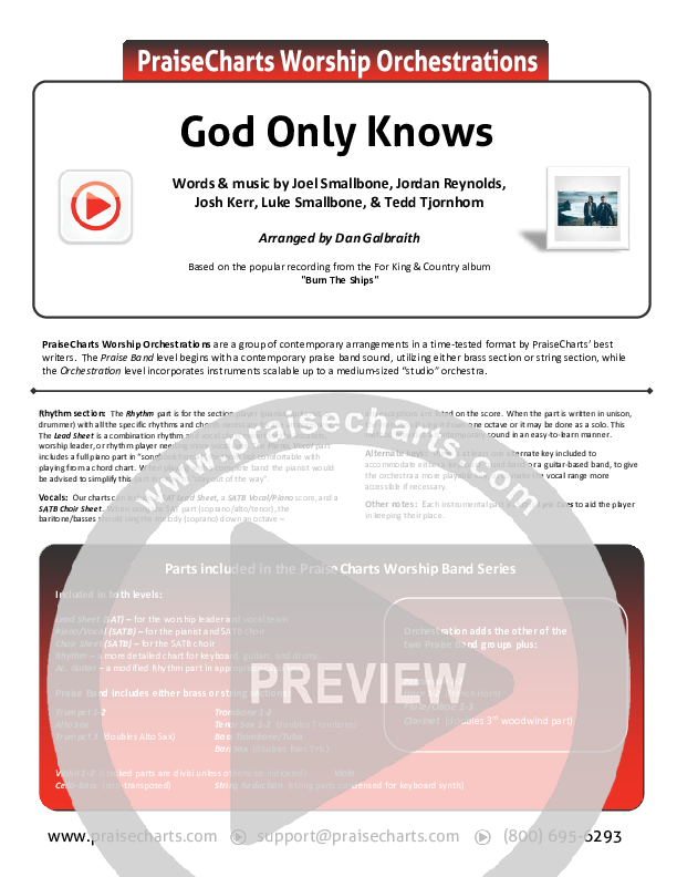 God Only Knows Cover Sheet (for KING & COUNTRY)