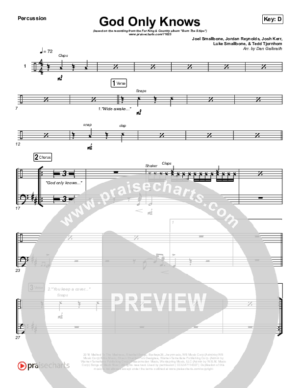 God Only Knows Percussion (for KING & COUNTRY)