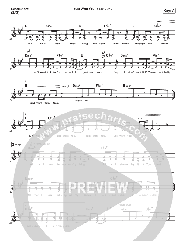 Just Want You Lead Sheet (SAT) (Sarah Reeves)