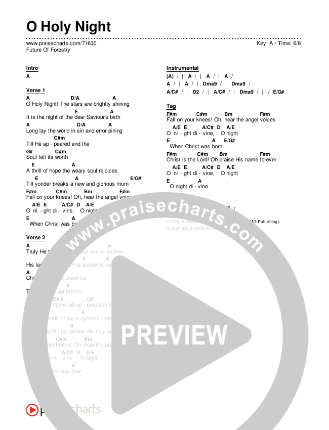 O Holy Night Chords & Lyrics (Future Of Forestry)