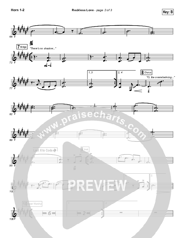 Reckless Love (Spontaneous) French Horn 1/2 (Bethel Music / Steffany Gretzinger)