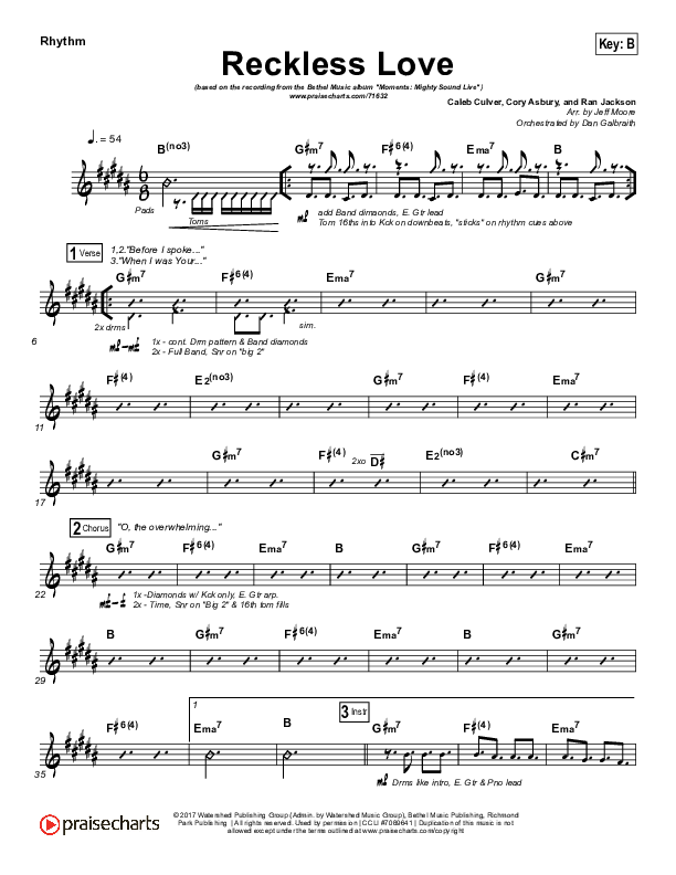 Reckless Love (Spontaneous) Rhythm Chart (Bethel Music / Steffany Gretzinger)