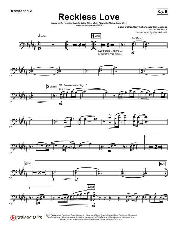 Reckless Love (Spontaneous) Trombone 1/2 (Bethel Music / Steffany Gretzinger)