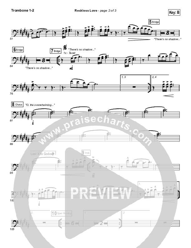 Reckless Love (Spontaneous) Trombone 1/2 (Bethel Music / Steffany Gretzinger)