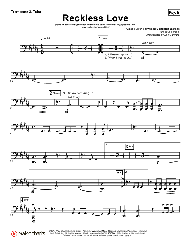 Reckless Love (Spontaneous) Trombone 3/Tuba (Bethel Music / Steffany Gretzinger)