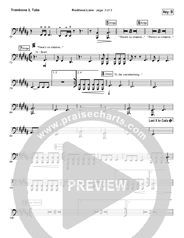 Reckless Love (Spontaneous) Trombone 3/Tuba (Bethel Music / Steffany Gretzinger)