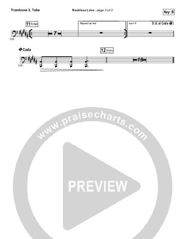 Reckless Love (Spontaneous) Trombone 3/Tuba (Bethel Music / Steffany Gretzinger)