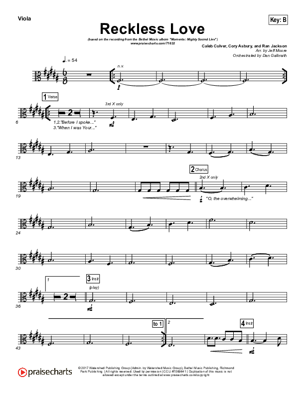 Reckless Love (Spontaneous) Viola (Bethel Music / Steffany Gretzinger)