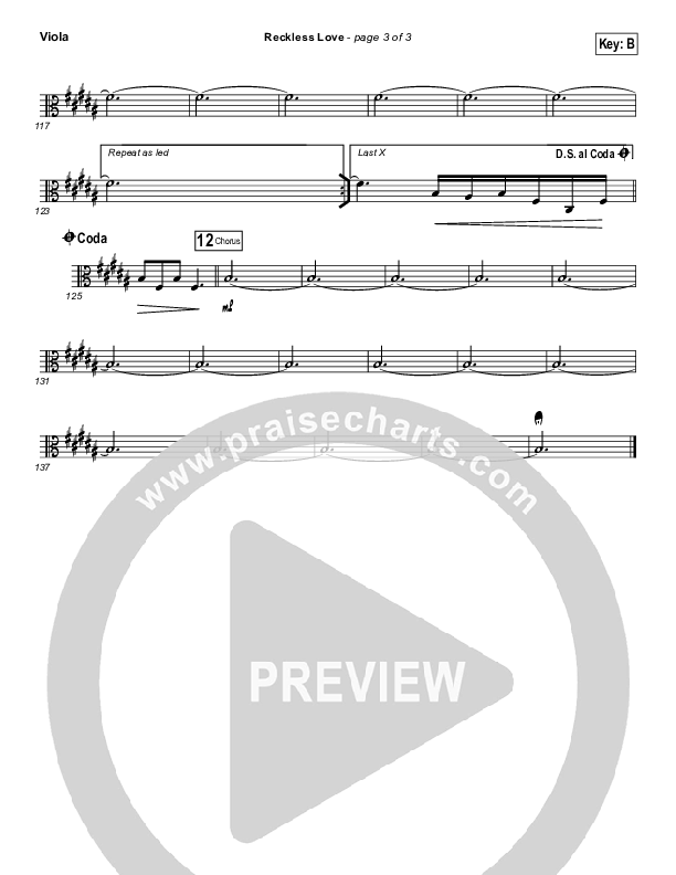 Reckless Love (Spontaneous) Viola (Bethel Music / Steffany Gretzinger)