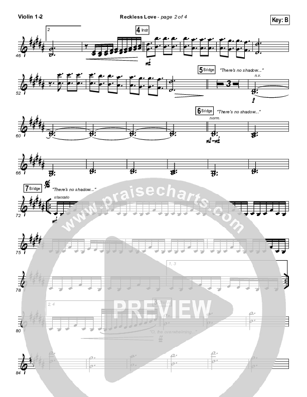 Reckless Love (Spontaneous) Violin 1/2 (Bethel Music / Steffany Gretzinger)