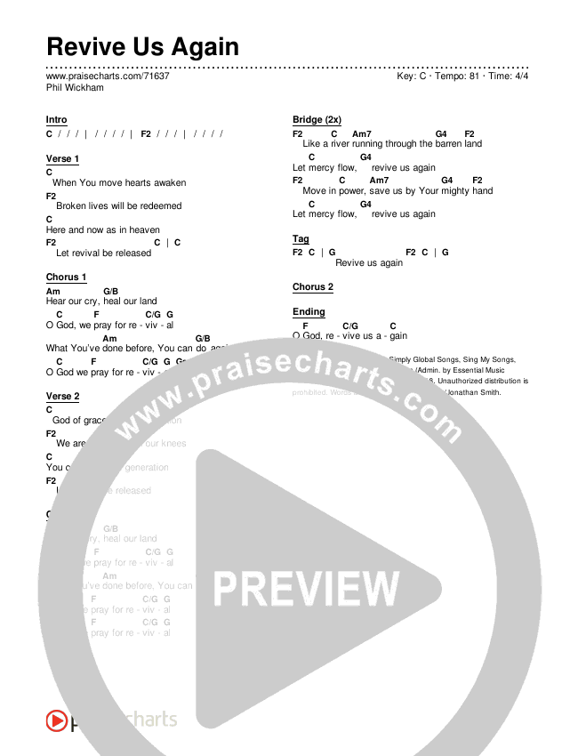 Revive Us Again Chords & Lyrics (Phil Wickham)