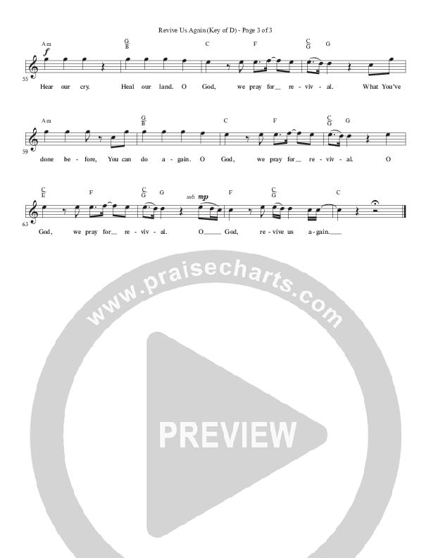 Revive Us Again Lead Sheet (Phil Wickham)