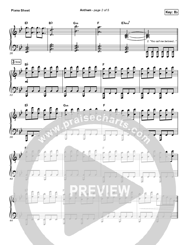 Anthem Piano Sheet (Phil Wickham)