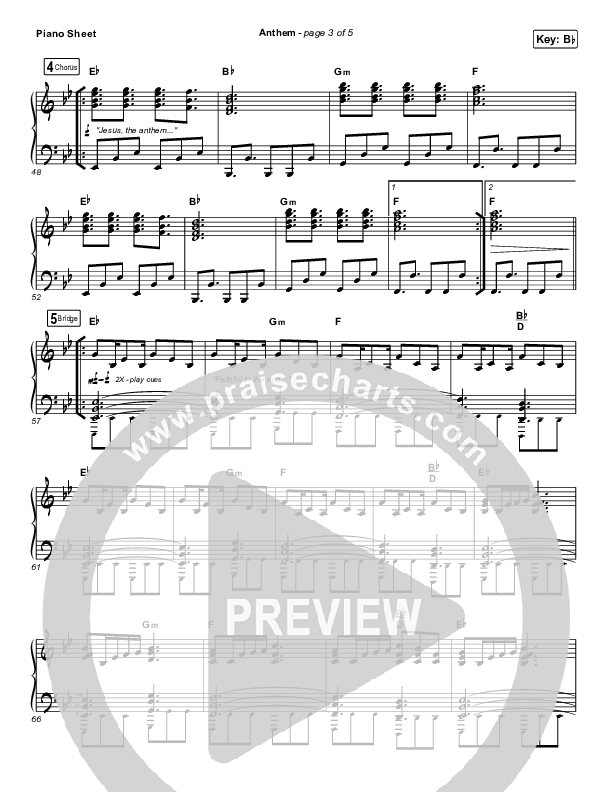 Anthem Piano Sheet (Phil Wickham)