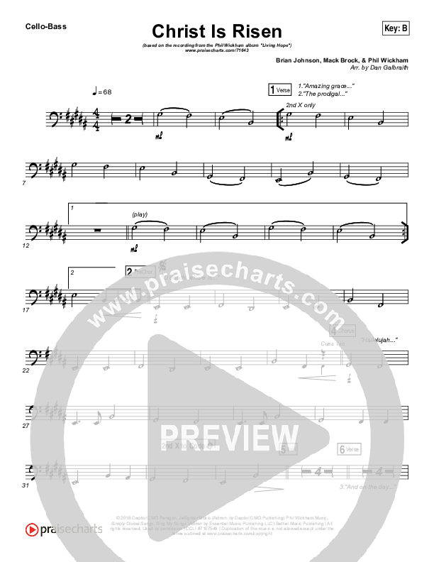 Christ Is Risen Cello/Bass (Phil Wickham)